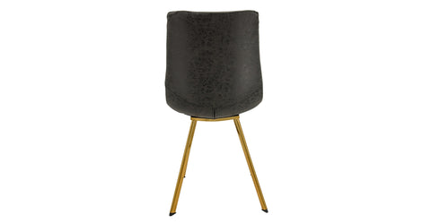 Markley Leather Dining Chair With Black/Gold Metal Legs Charcoal Black / Gold