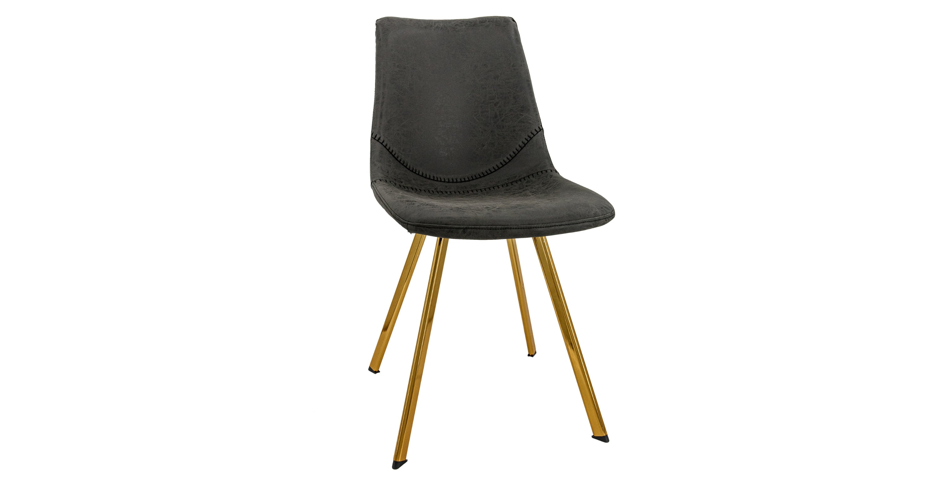 Markley Leather Dining Chair With Black/Gold Metal Legs Charcoal Black / Gold