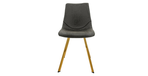 Markley Leather Dining Chair With Black/Gold Metal Legs Charcoal Black / Gold