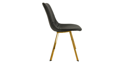 Markley Leather Dining Chair With Black/Gold Metal Legs Charcoal Black / Gold