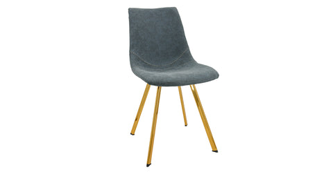 Markley Leather Dining Chair With Black/Gold Metal Legs Peacock Blue / Gold