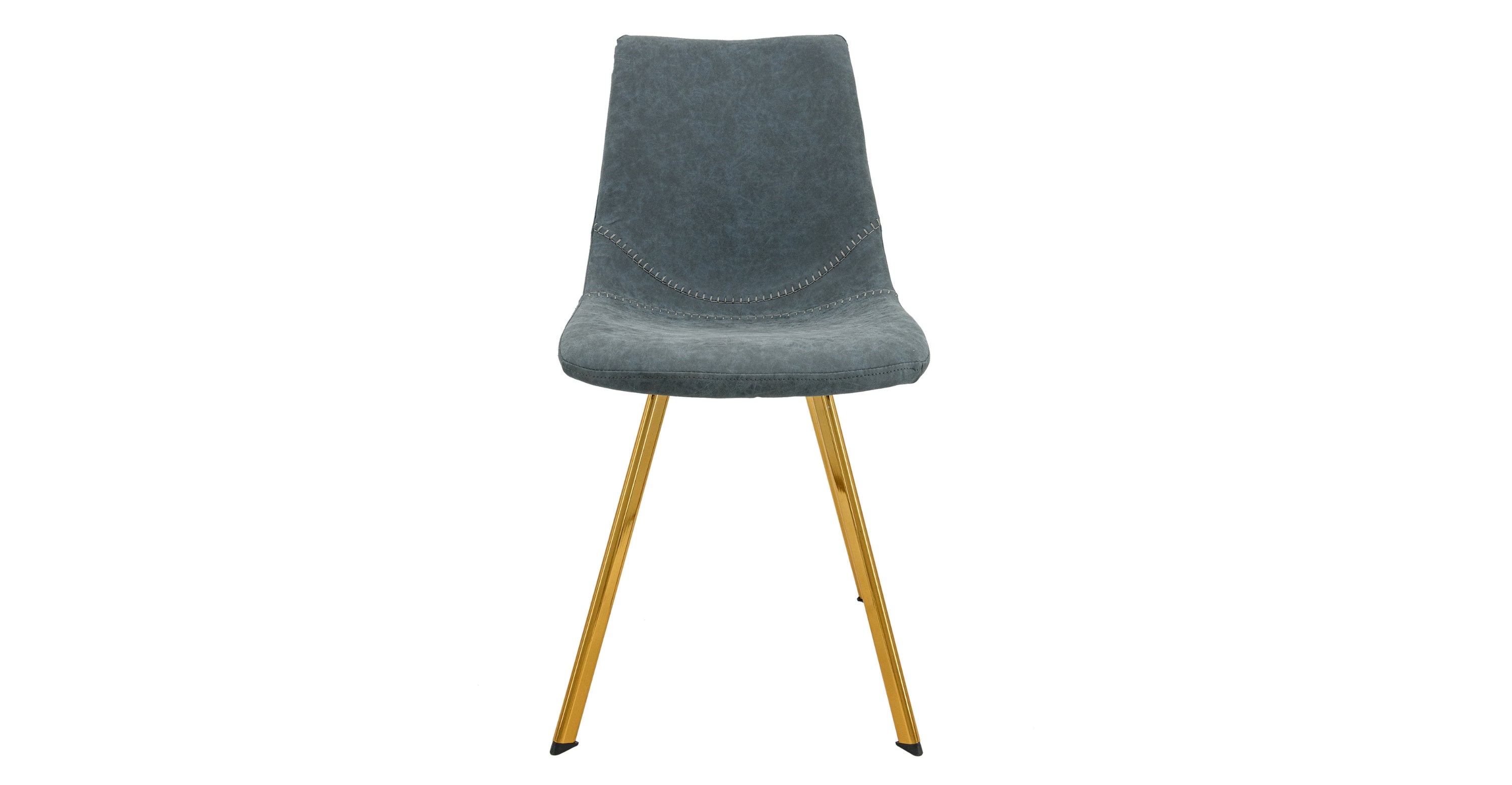 Markley Leather Dining Chair With Black/Gold Metal Legs Peacock Blue / Gold