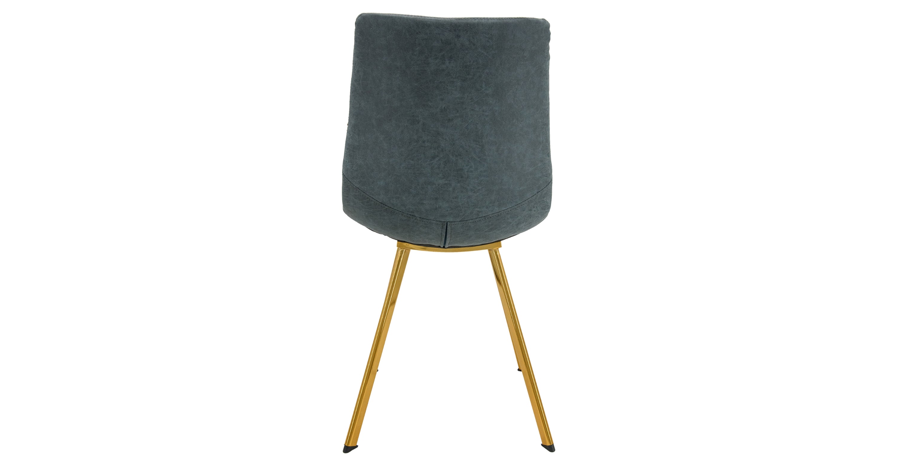 Markley Leather Dining Chair With Black/Gold Metal Legs Peacock Blue / Gold