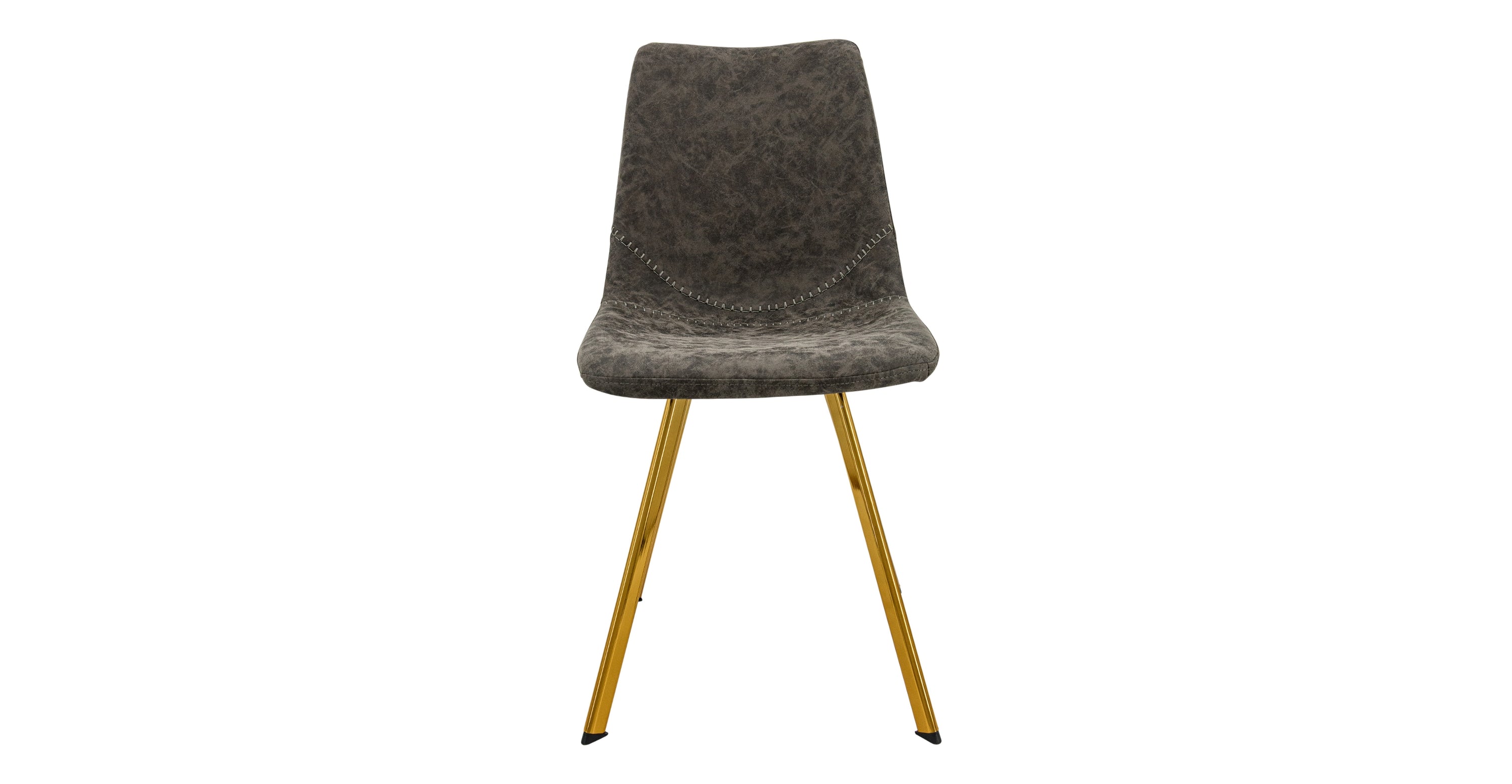 Markley Leather Dining Chair With Black/Gold Metal Legs Grey / Gold