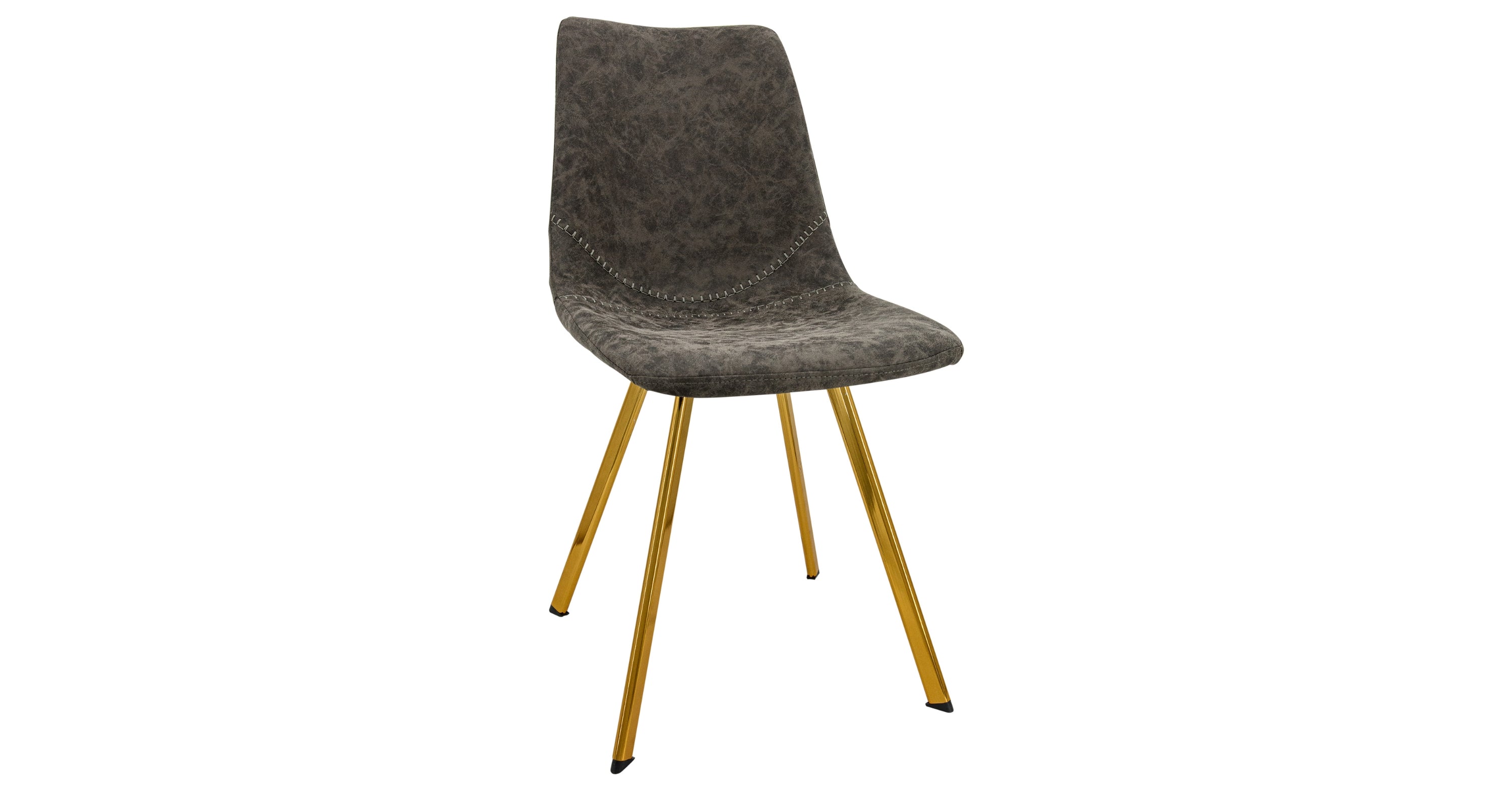 Markley Leather Dining Chair With Black/Gold Metal Legs Grey / Gold