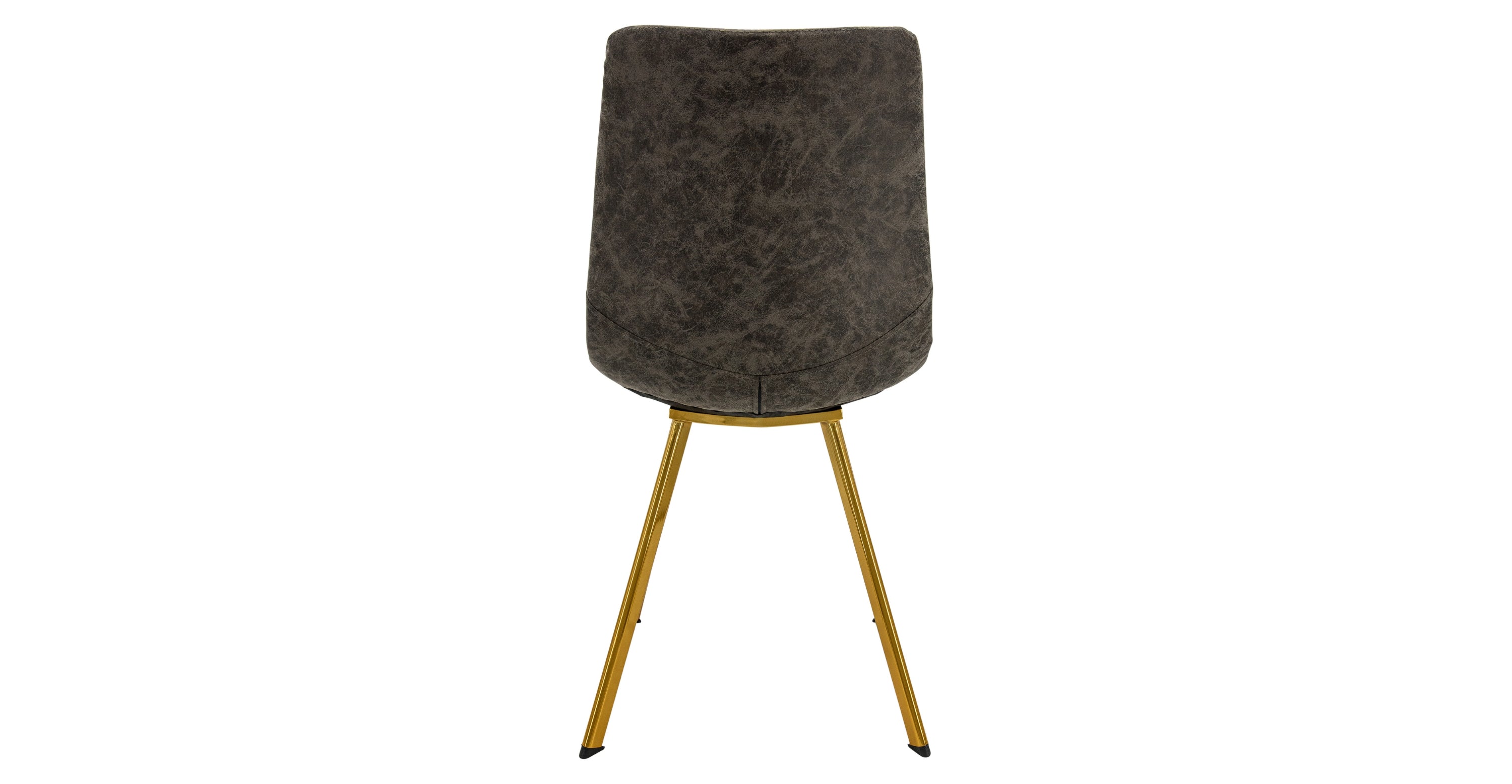 Markley Leather Dining Chair With Black/Gold Metal Legs Grey / Gold