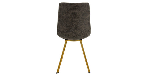 Markley Leather Dining Chair With Black/Gold Metal Legs Grey / Gold