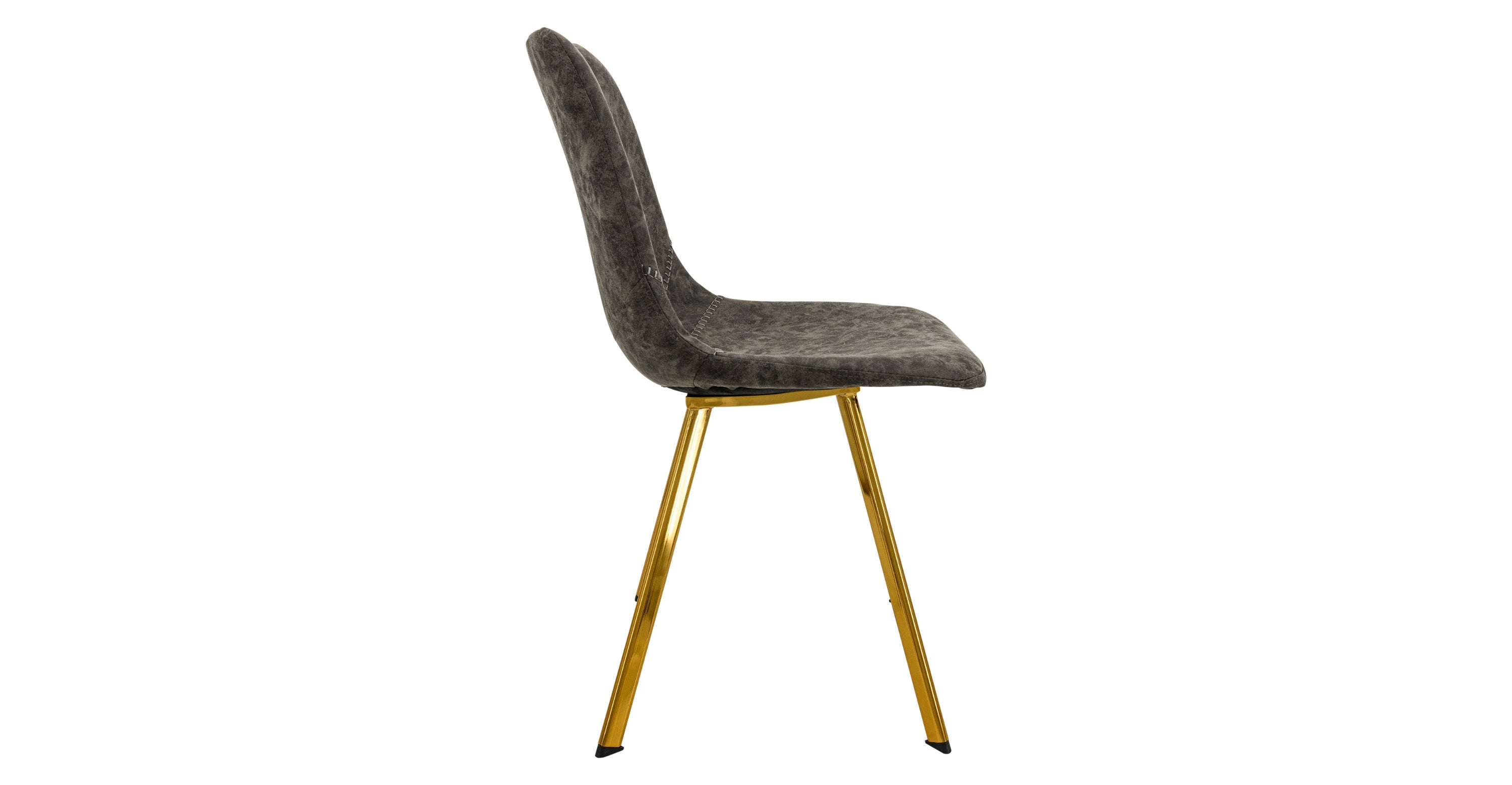 Markley Leather Dining Chair With Black/Gold Metal Legs Grey / Gold