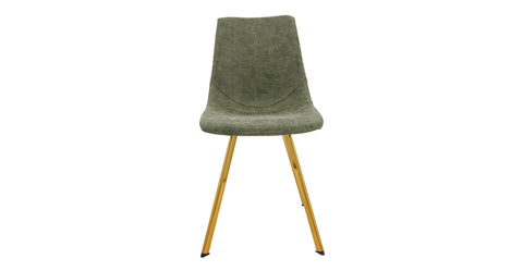 Markley Leather Dining Chair With Black/Gold Metal Legs Olive Green / Gold