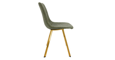 Markley Leather Dining Chair With Black/Gold Metal Legs Olive Green / Gold