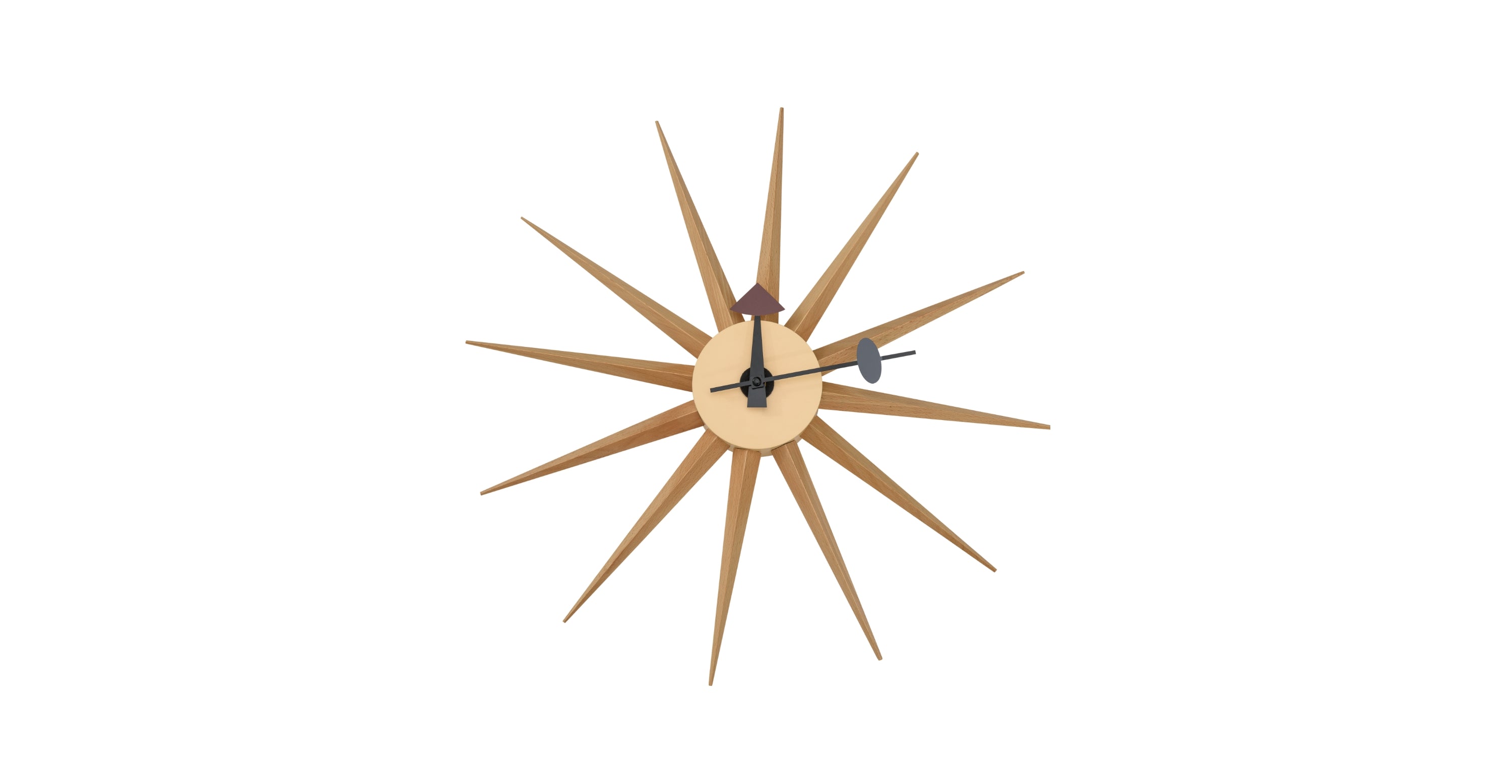 Maxi Modern Design Metal Star Silent Non-Ticking Wall Clock Natural Wood