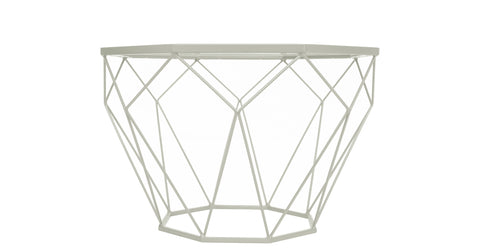 Malibu Octagon Glass Tabletop Coffee Table / End Table With Gold Metal Base White