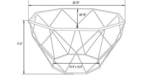 Malibu Modern Octagon Glass Top Coffee Table With Gold Metal Base Black