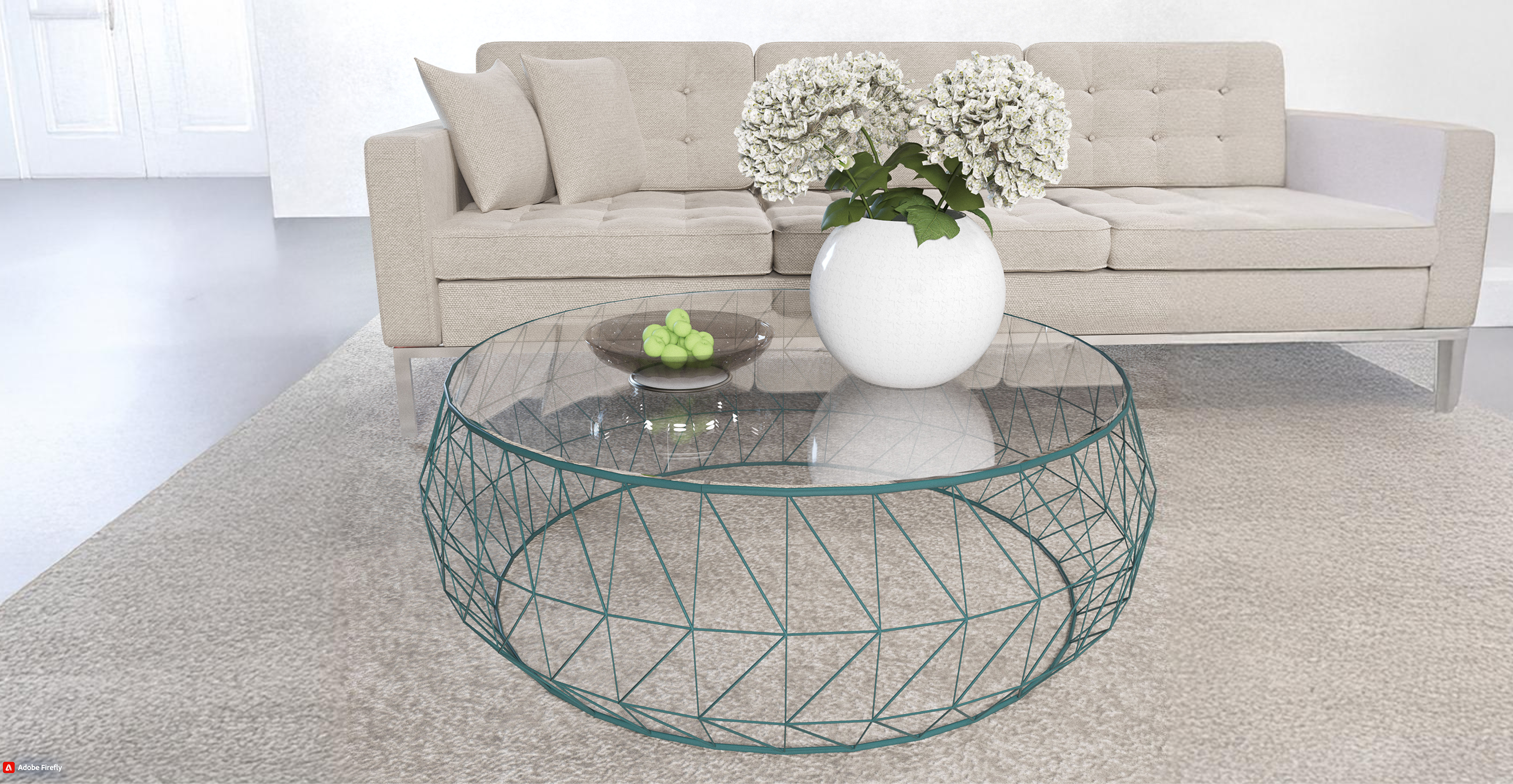 Malibu Modern Round Glass Top Coffee Table With Chrome Base Blue