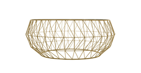 Malibu Modern Round Glass Top Coffee Table With Chrome Base Gold