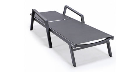 Marlin Patio Chaise Lounge Chair with Armrests in Black Aluminum Frame, Set of 2 Black