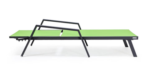 Marlin Aluminum Outdoor Chaise Lounge Chair with Sling Fabric Seat Green / Black / With Arms