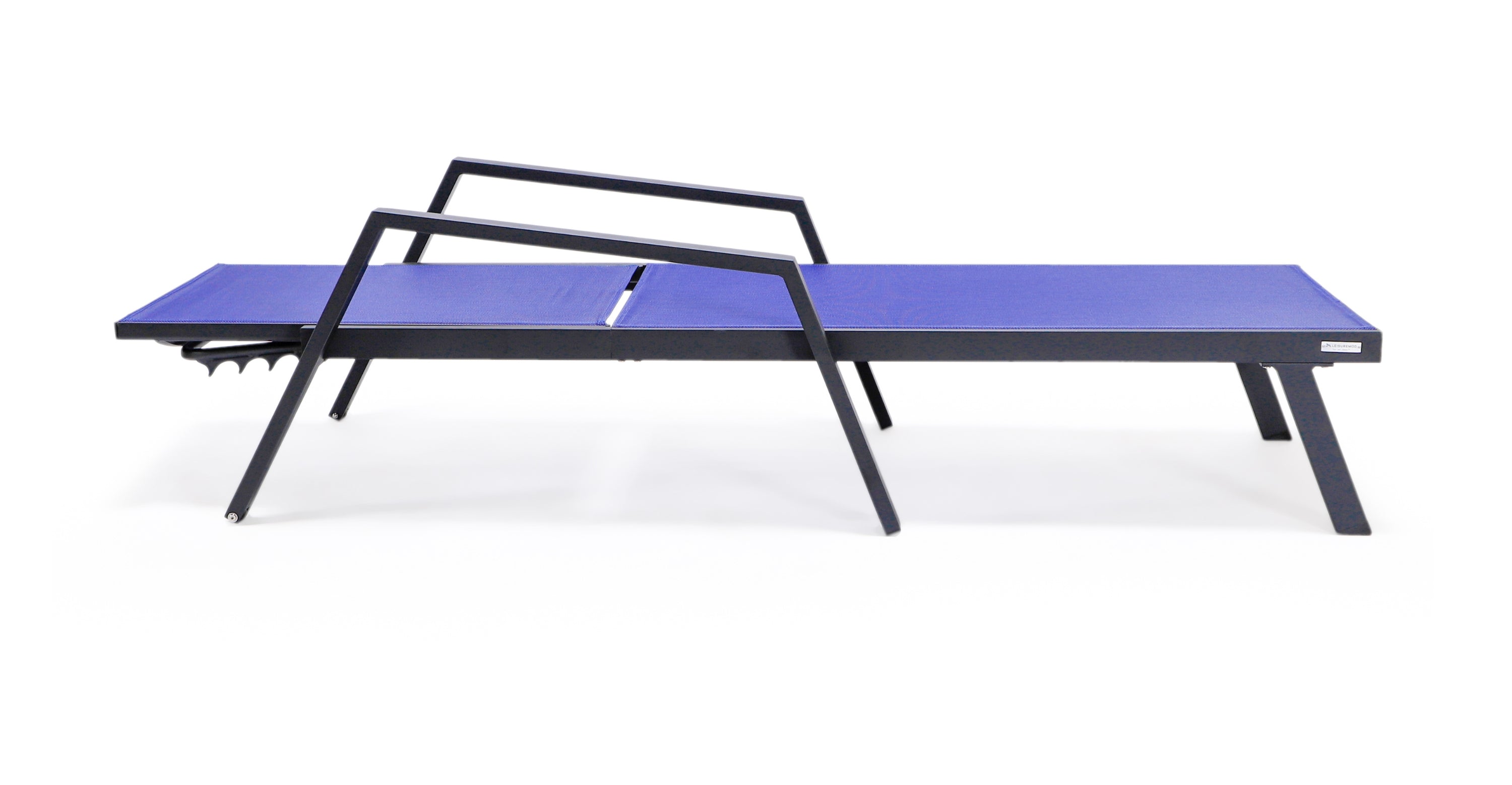 Marlin Aluminum Outdoor Chaise Lounge Chair with Sling Fabric Seat Navy Blue / Black / With Arms