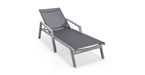 Marlin Aluminum Outdoor Chaise Lounge Chair with Sling Fabric Seat Black / Grey / With Arms