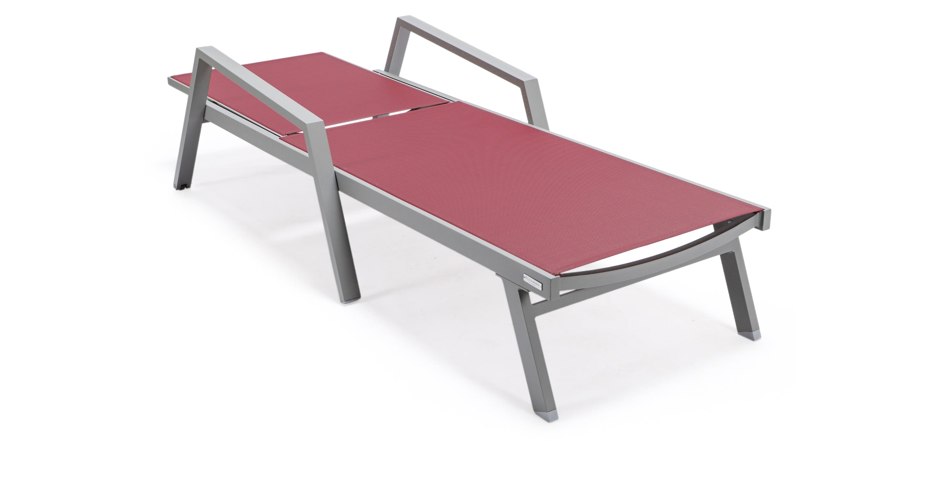 Marlin Aluminum Outdoor Chaise Lounge Chair with Sling Fabric Seat Burgundy / Grey / With Arms