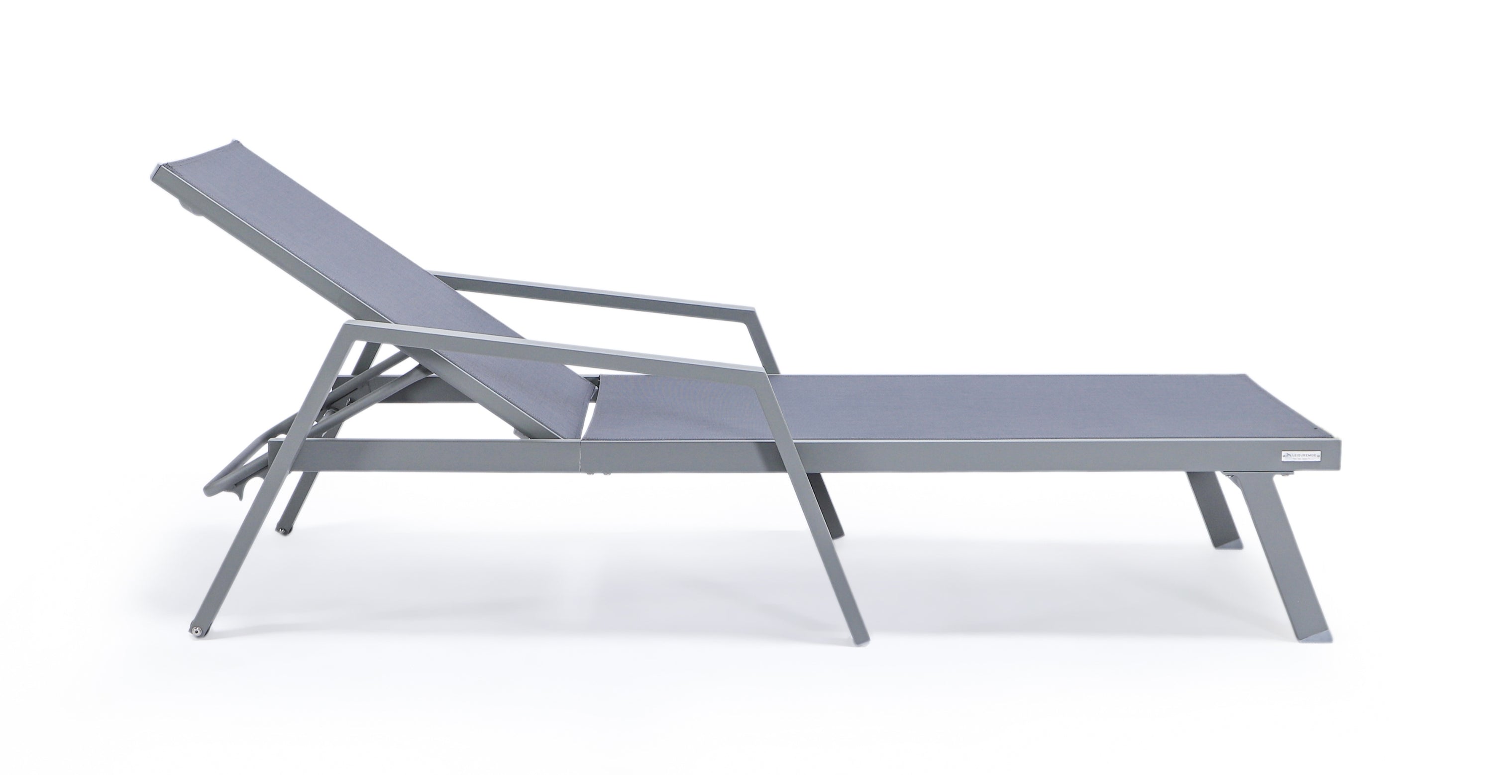 Marlin Aluminum Outdoor Chaise Lounge Chair with Sling Fabric Seat Dark Grey / Grey / With Arms