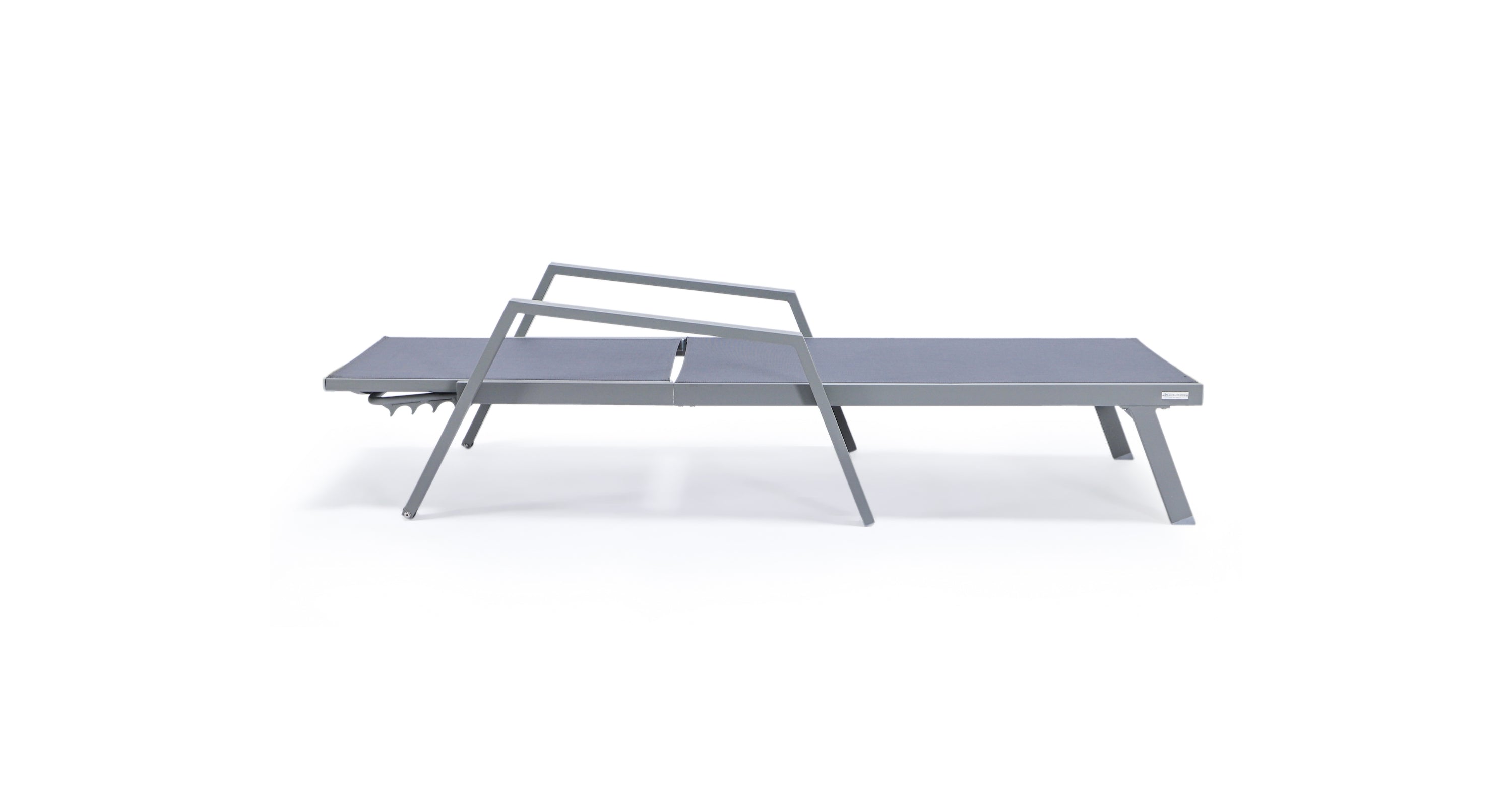 Marlin Aluminum Outdoor Chaise Lounge Chair with Sling Fabric Seat Dark Grey / Grey / With Arms