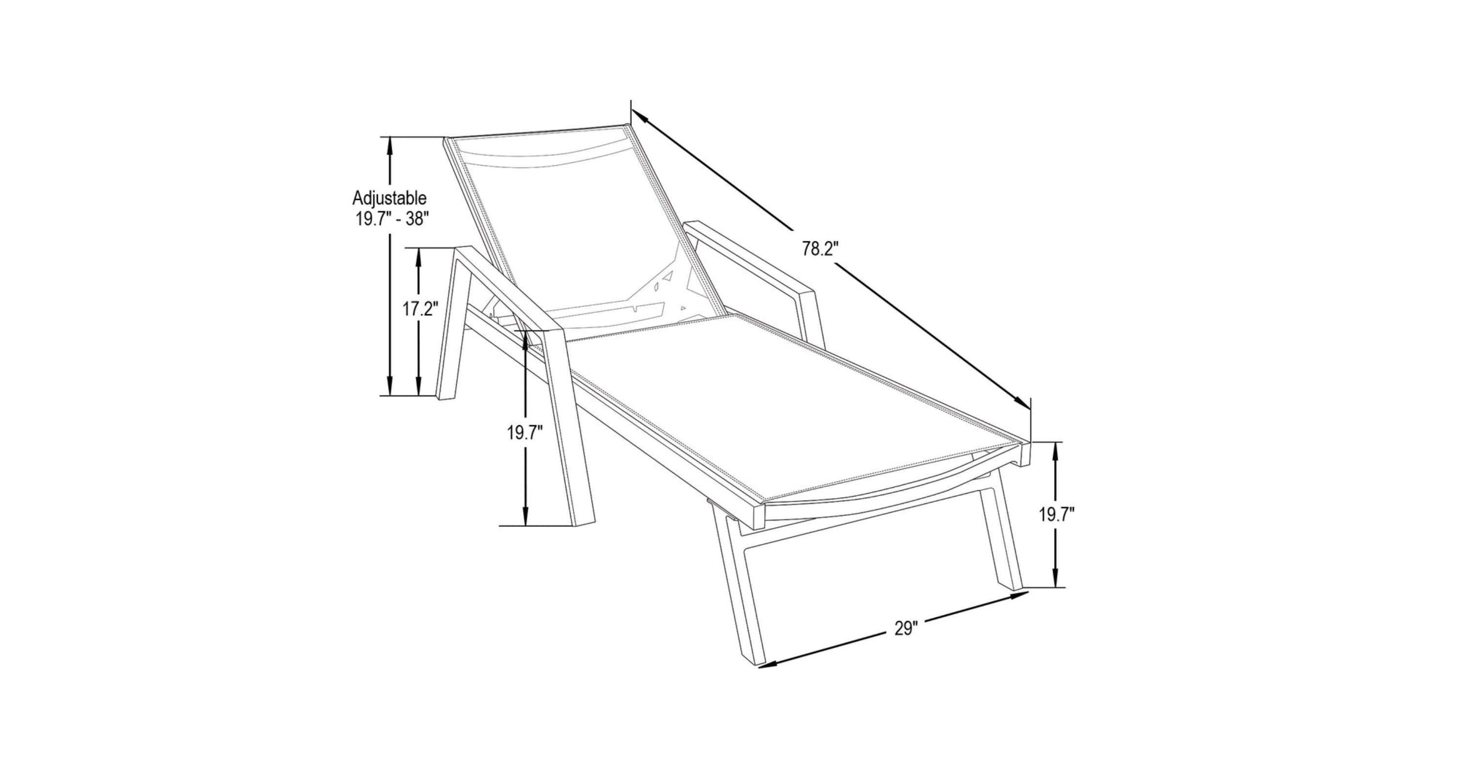 Marlin Aluminum Outdoor Chaise Lounge Chair with Sling Fabric Seat Dark Grey / Grey / With Arms