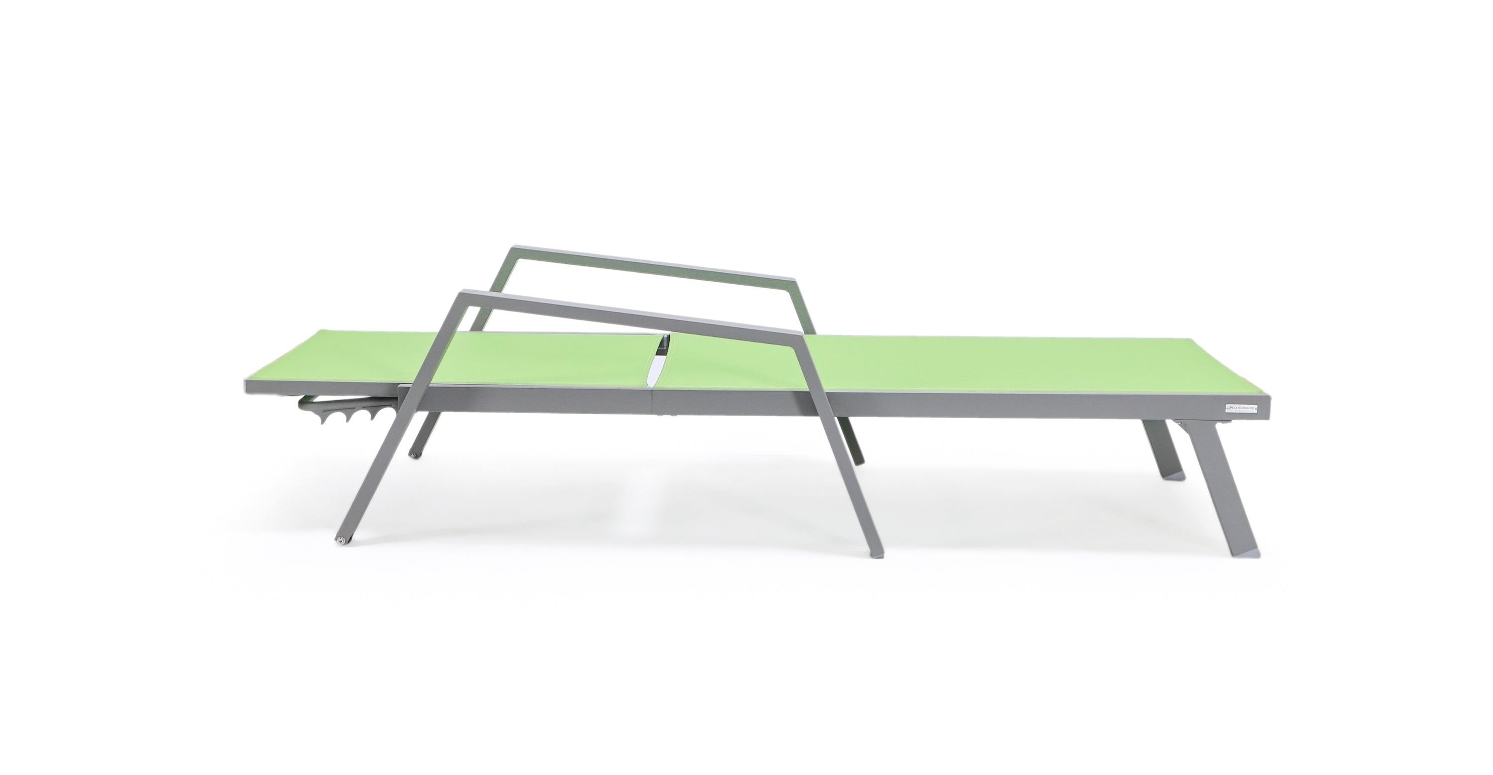 Marlin Aluminum Outdoor Chaise Lounge Chair with Sling Fabric Seat Green / Grey / With Arms