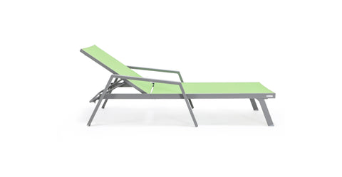 Marlin Aluminum Outdoor Chaise Lounge Chair with Sling Fabric Seat Green / Grey / With Arms