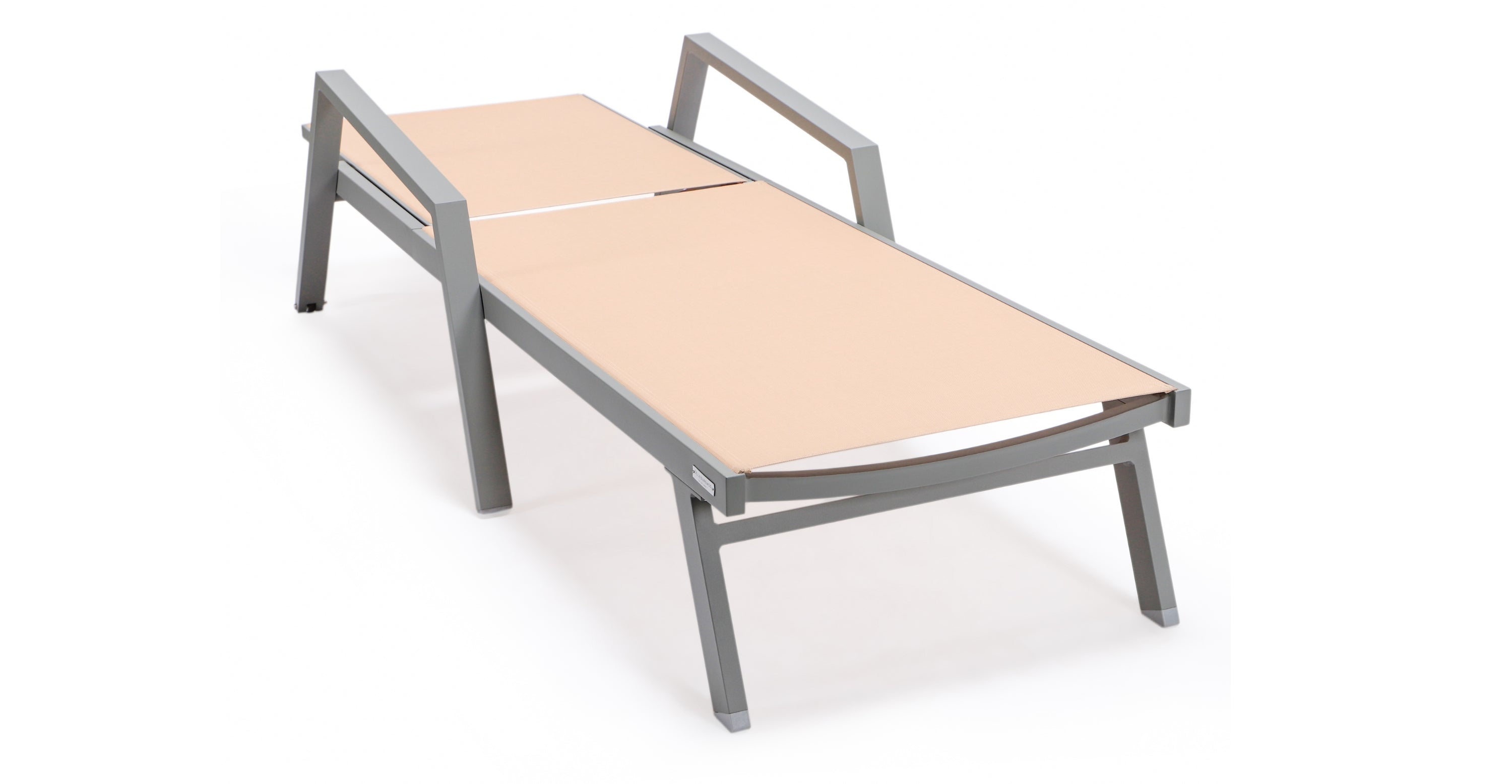 Marlin Aluminum Outdoor Chaise Lounge Chair with Sling Fabric Seat Light Brown / Grey / With Arms