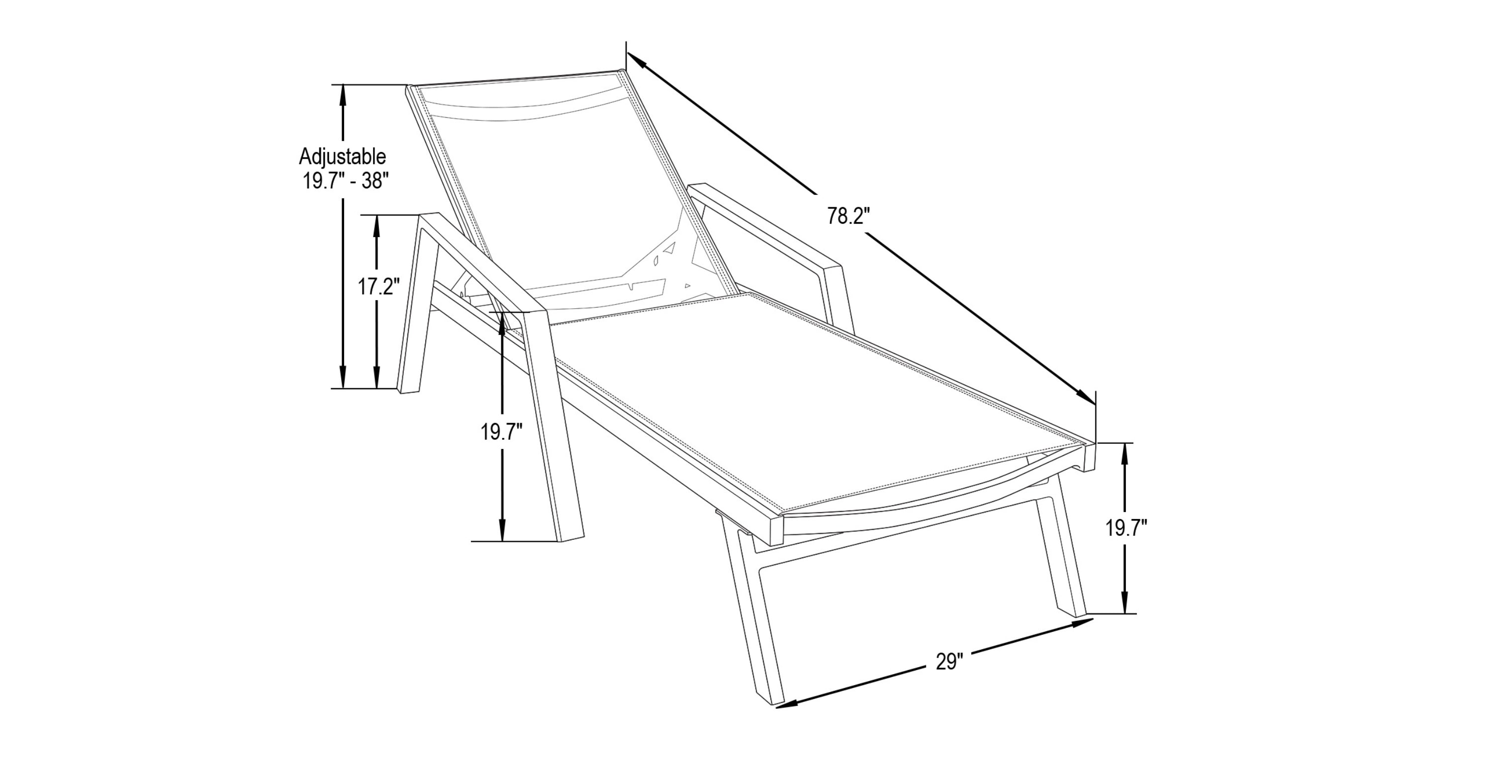 Marlin Aluminum Outdoor Chaise Lounge Chair with Sling Fabric Seat Light Brown / Grey / With Arms