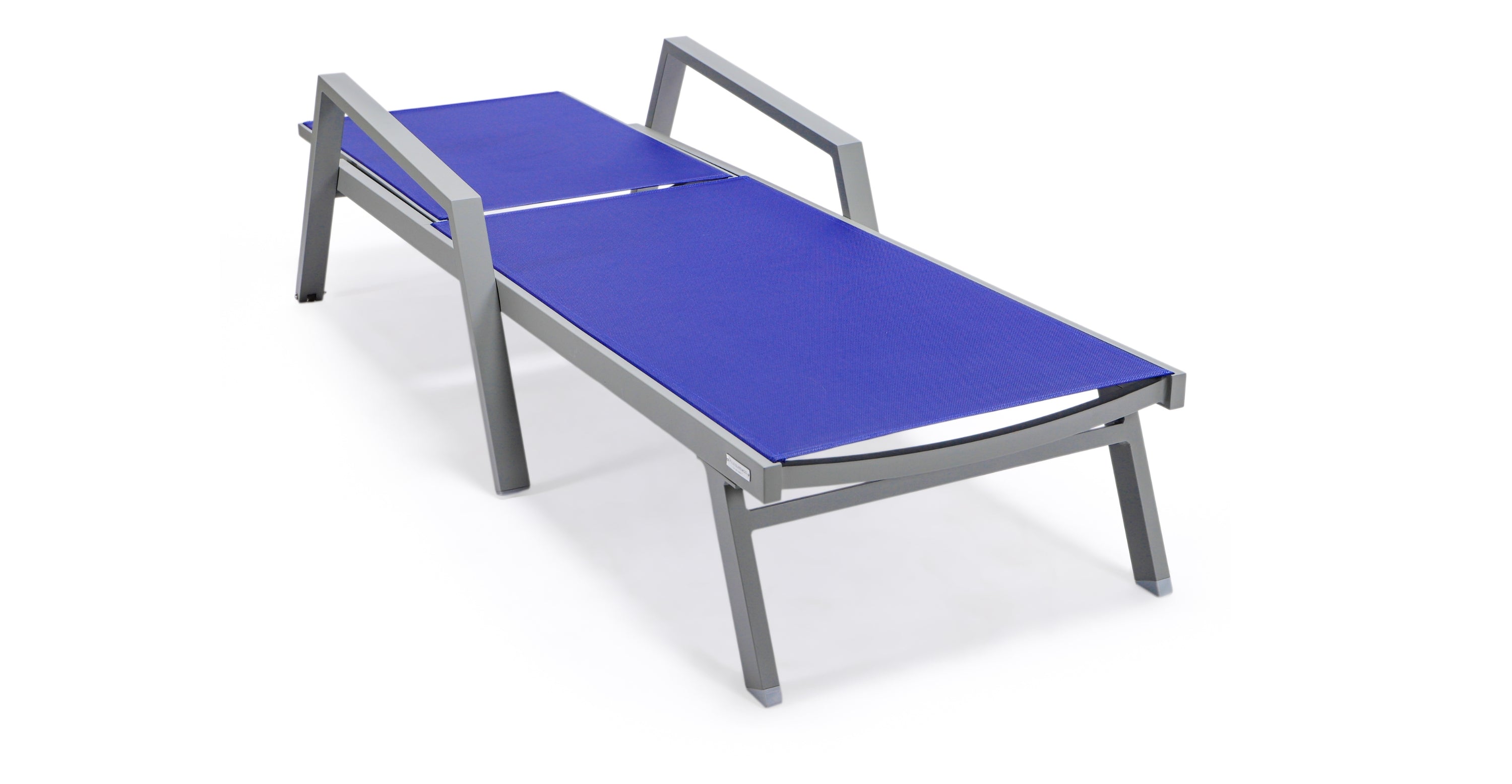 Marlin Aluminum Outdoor Chaise Lounge Chair with Sling Fabric Seat Navy Blue / Grey / With Arms