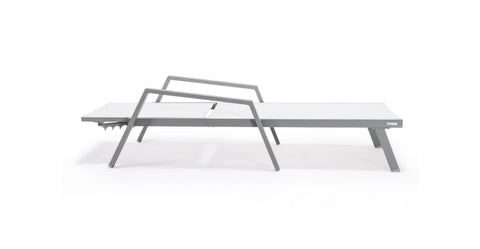 Marlin Aluminum Outdoor Chaise Lounge Chair with Sling Fabric Seat White / Grey / With Arms