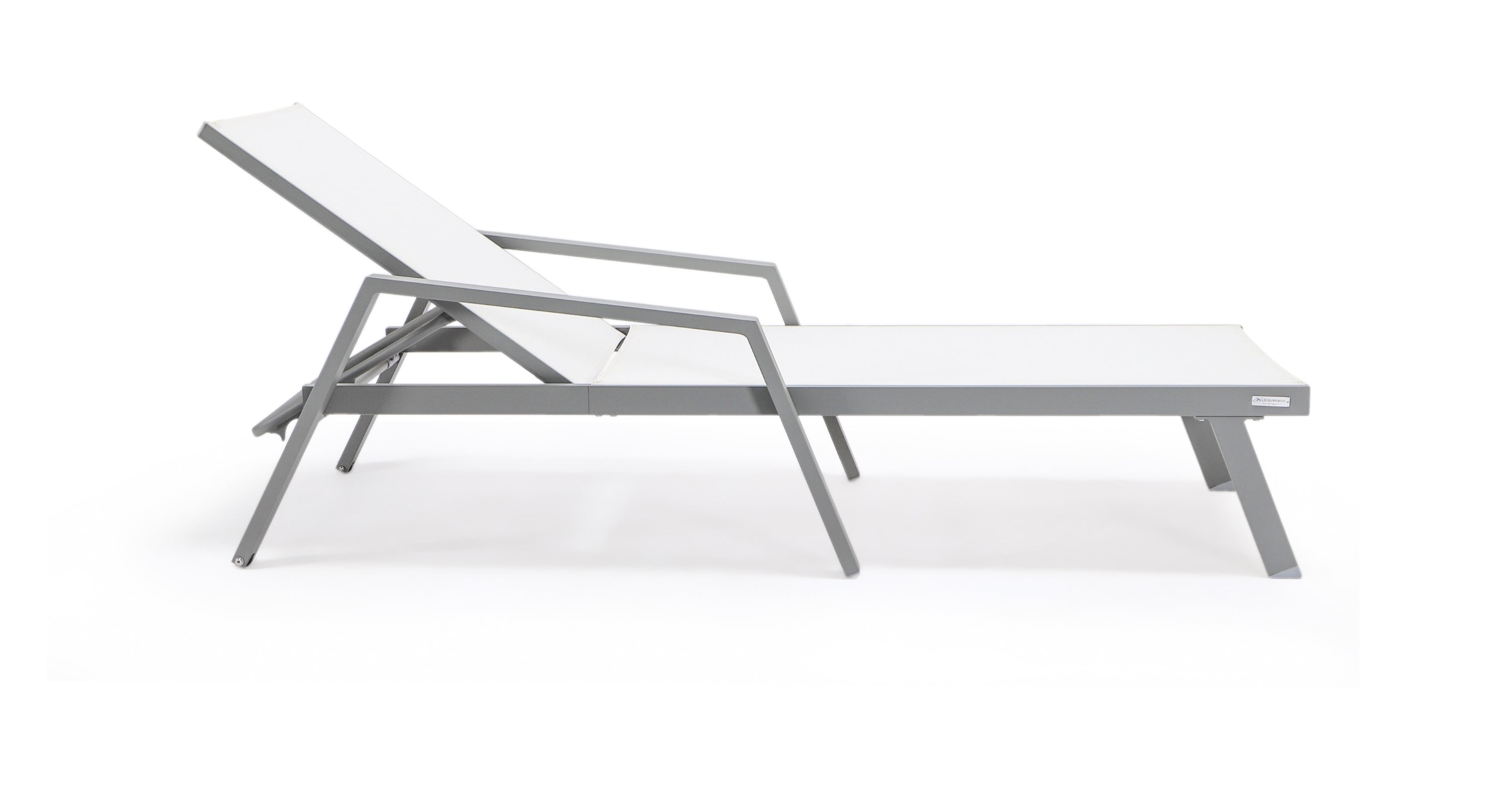 Marlin Aluminum Outdoor Chaise Lounge Chair with Sling Fabric Seat White / Grey / With Arms