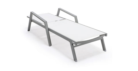 Marlin Aluminum Outdoor Chaise Lounge Chair with Sling Fabric Seat White / Grey / With Arms