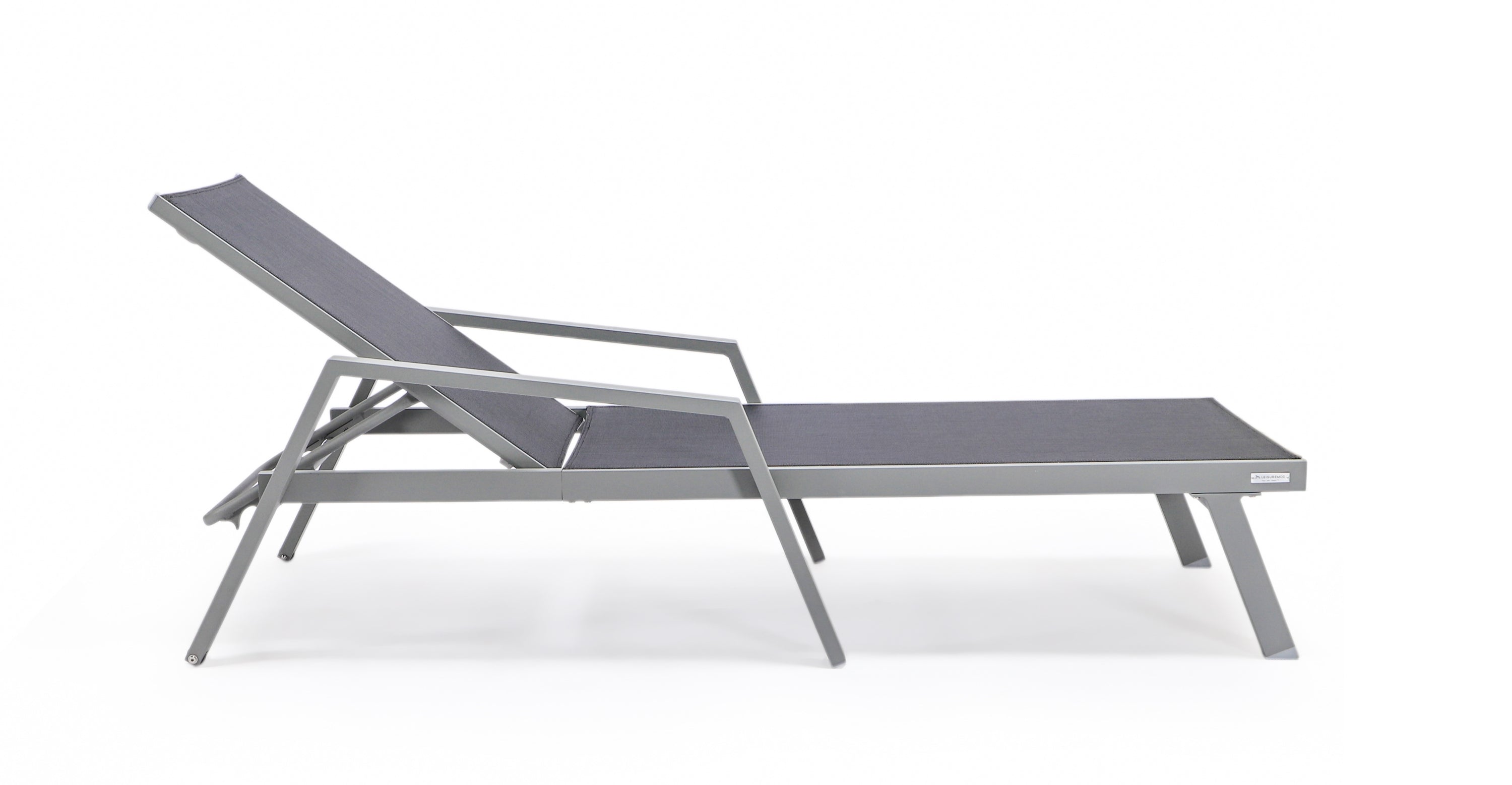 Marlin Aluminum Outdoor Chaise Lounge Chair with a Square Fire Pit Table Black / Grey / With Arms