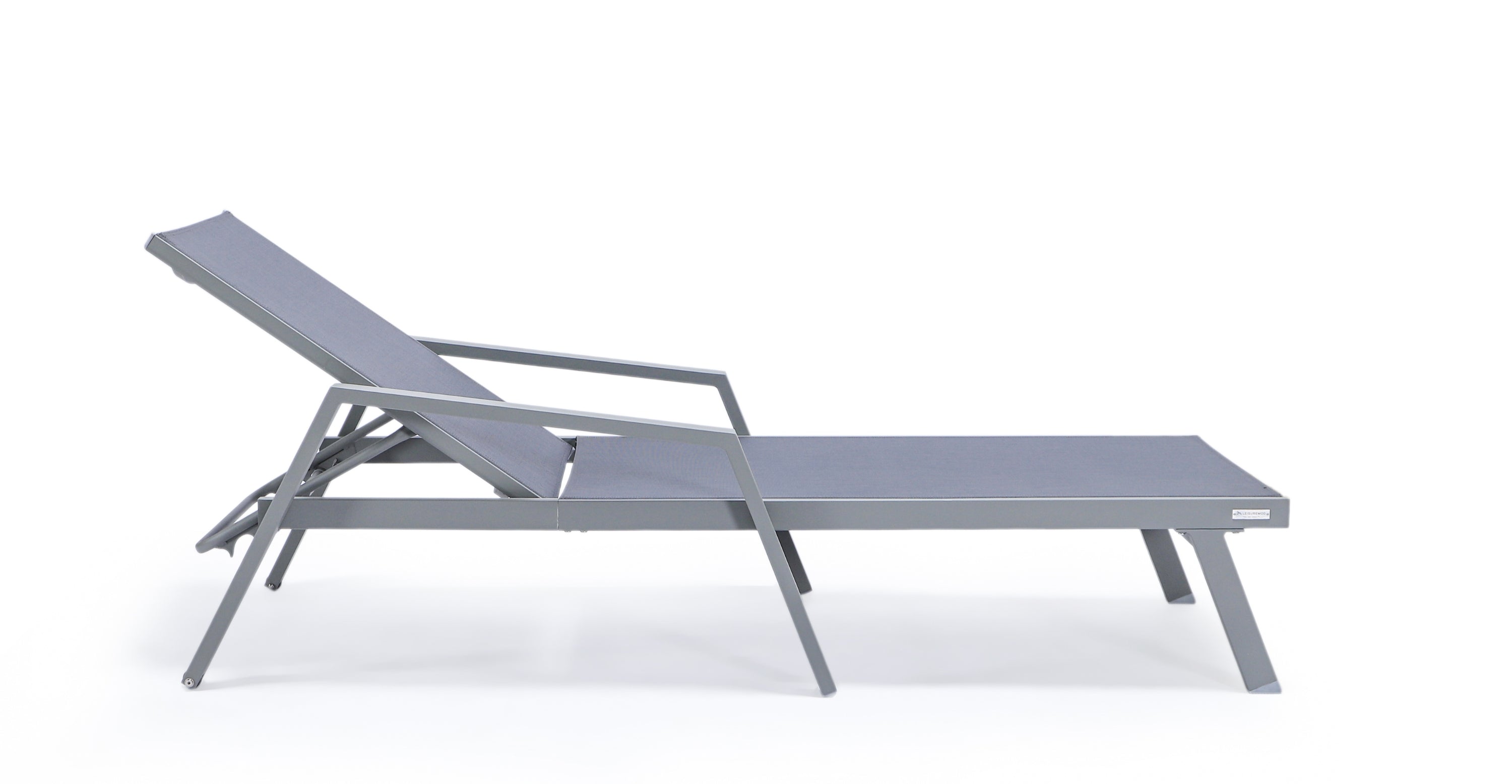 Marlin Aluminum Outdoor Chaise Lounge Chair with a Square Fire Pit Table Dark Grey / Grey / With Arms