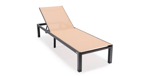 Marlin Aluminum Outdoor Chaise Lounge Chair with Sling Fabric Seat Light Brown / Black / Armless