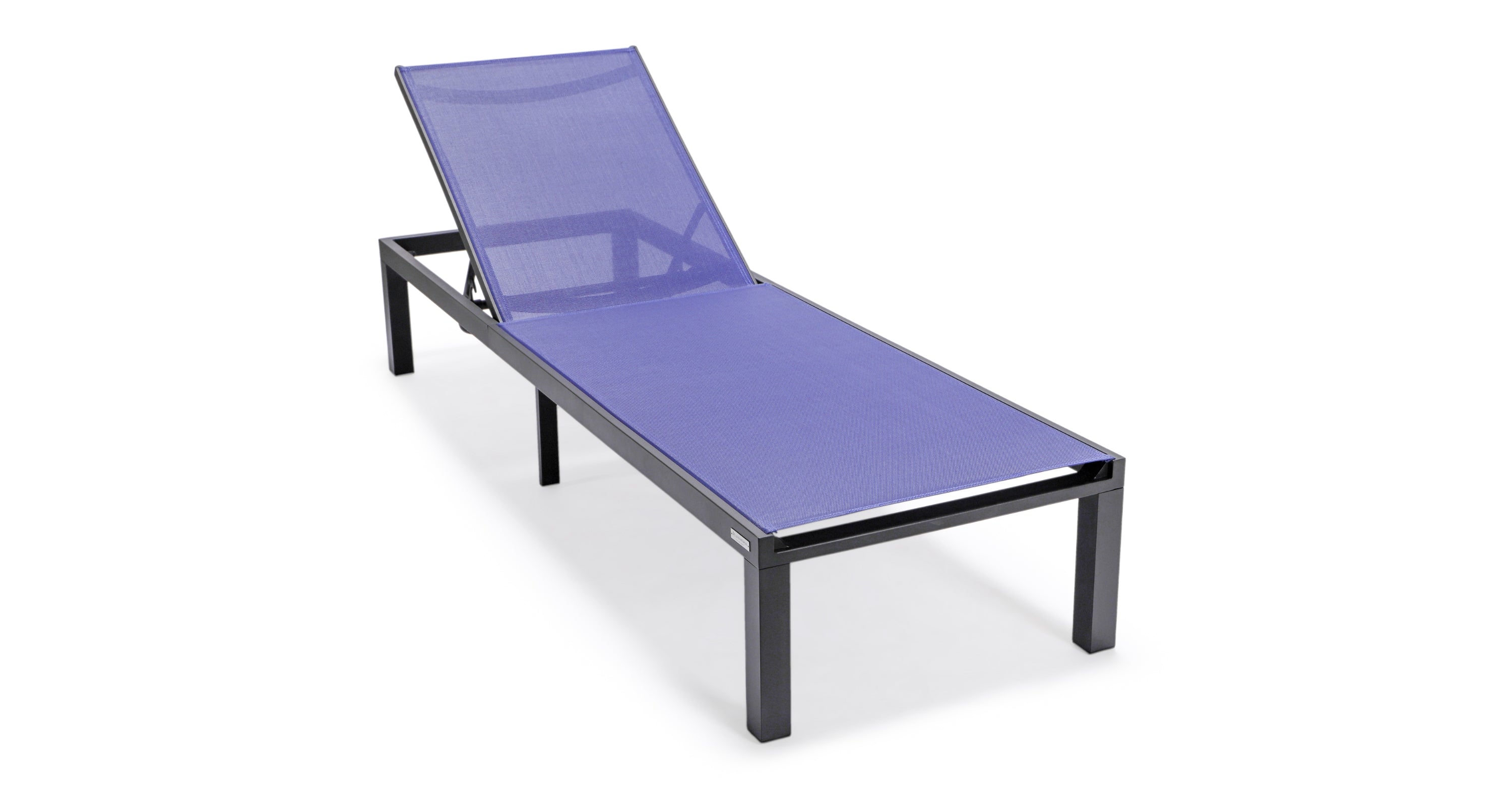 Marlin Aluminum Outdoor Chaise Lounge Chair with Sling Fabric Seat Navy Blue / Black / Armless