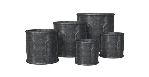 Meadow 5-Piece Fiberstone and MGO Clay Planter Set, Mid-Century Modern Round Planter Pot for Indoor and Outdoor Black