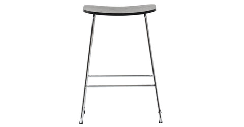 Melrose Modern Wood Counter Stool With Chrome Frame Black