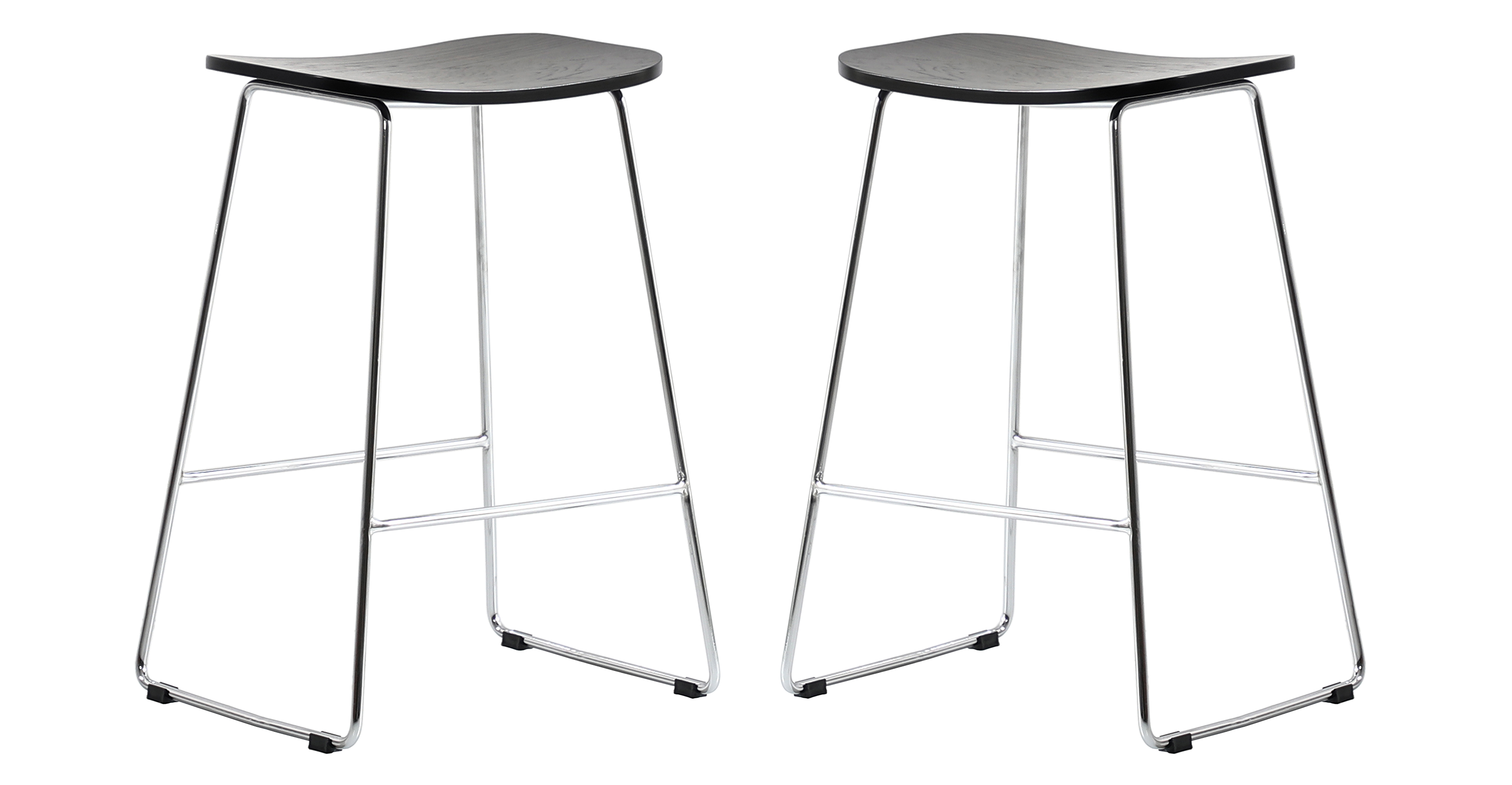 Melrose Modern Wood Counter Stool With Chrome Frame Black