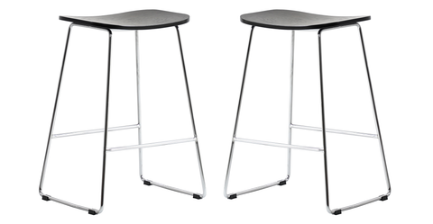 Melrose Modern Wood Counter Stool With Chrome Frame Black