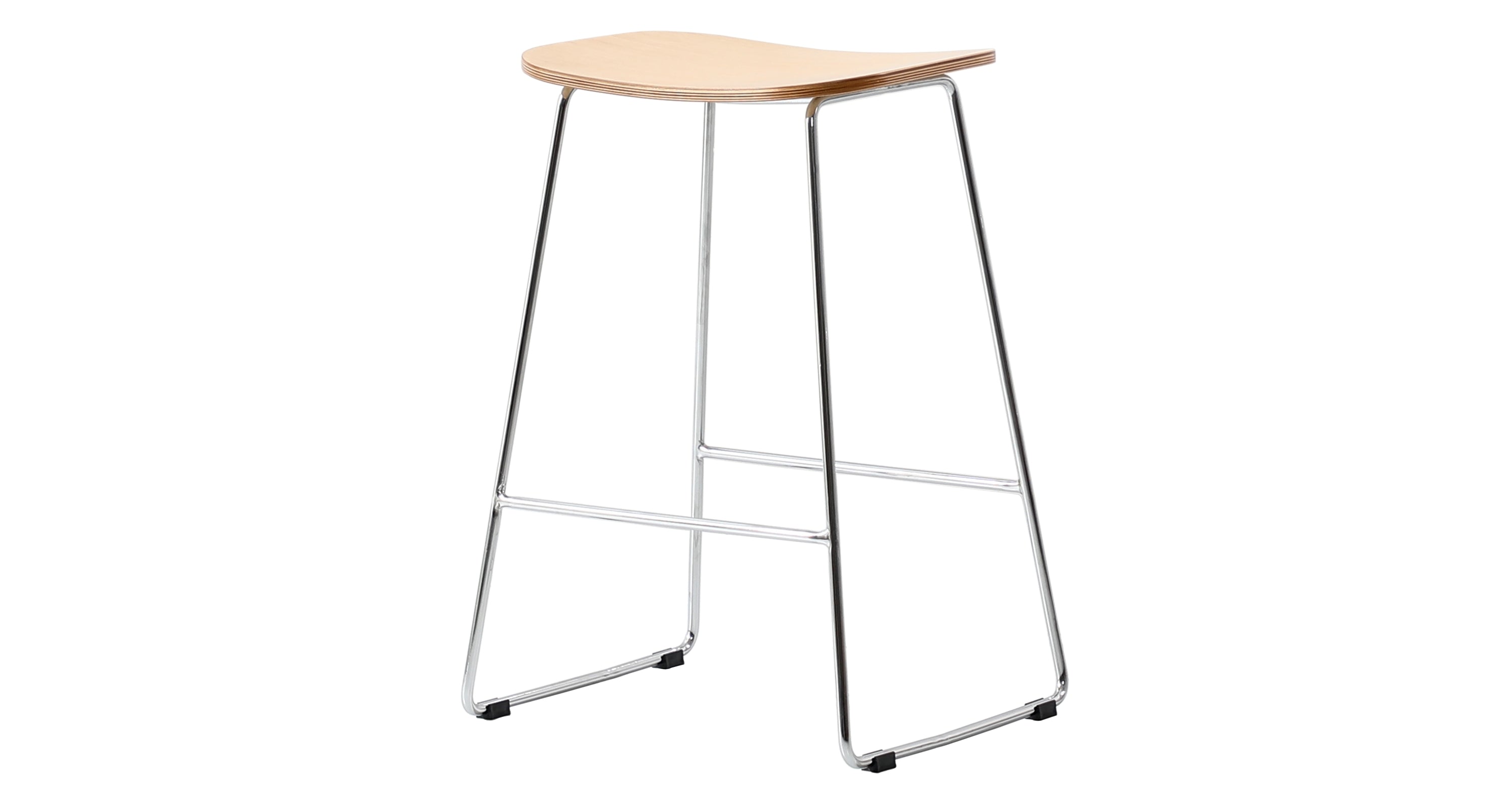 Melrose Modern Wood Counter Stool With Chrome Frame Natural Wood