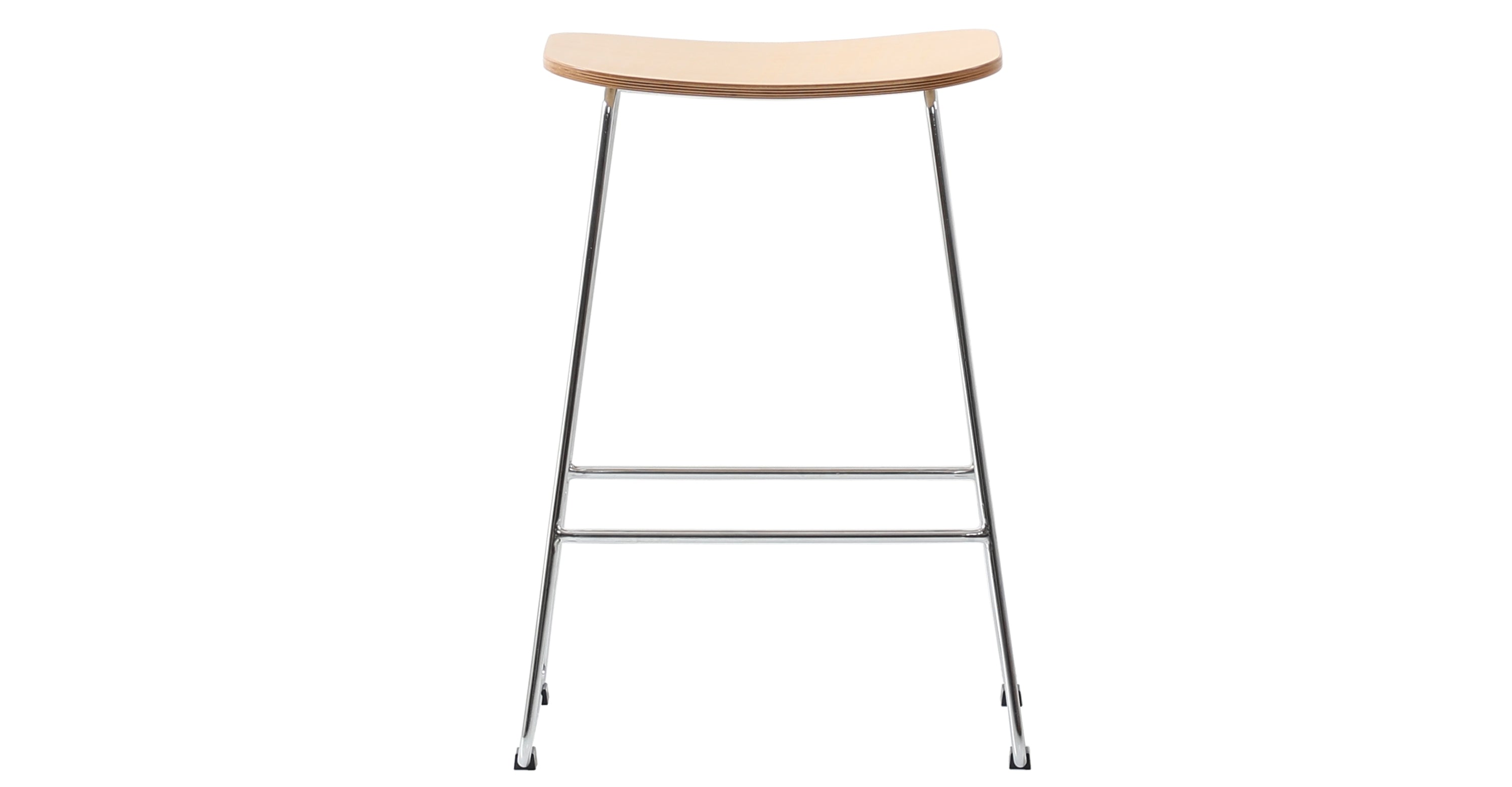 Melrose Modern Wood Counter Stool With Chrome Frame Natural Wood