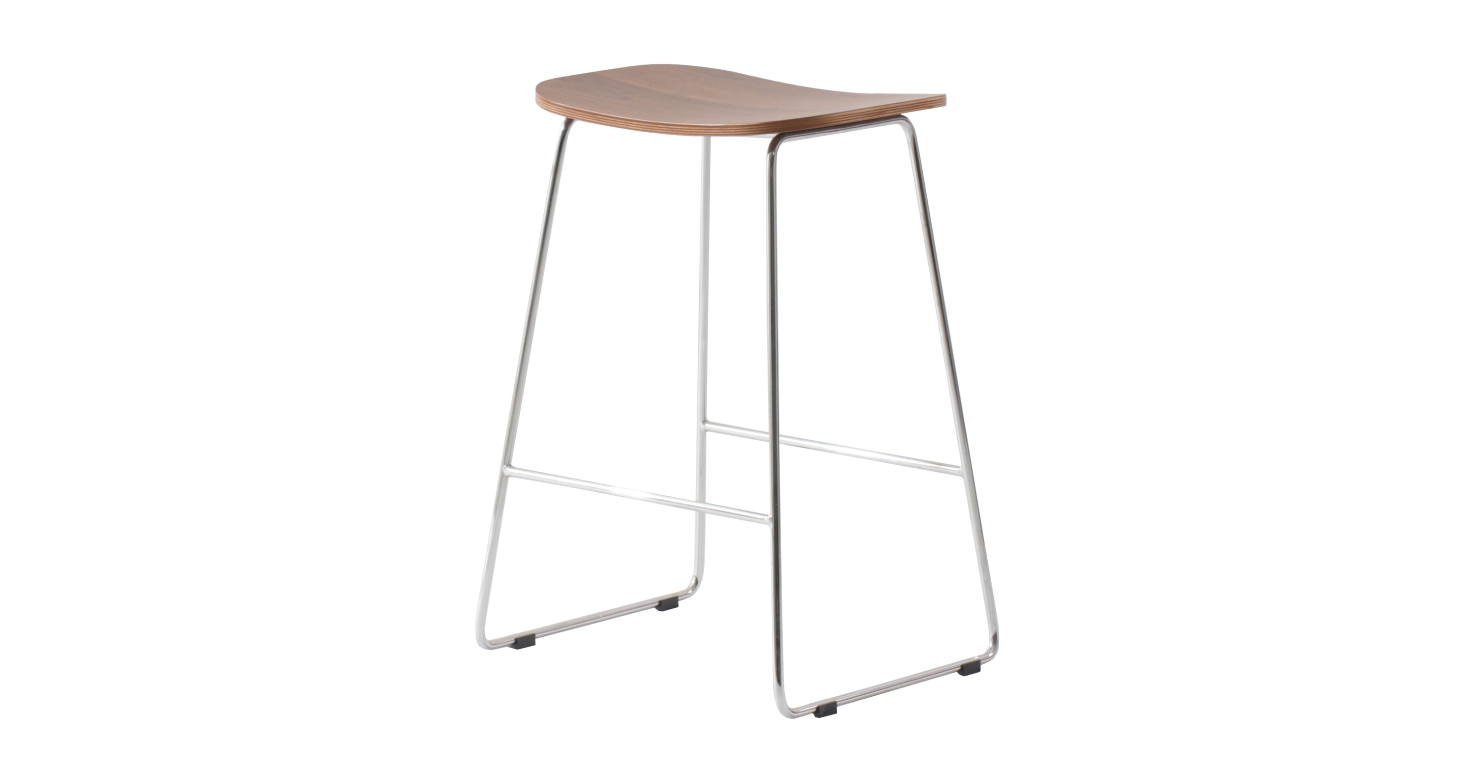 Melrose Modern Wood Counter Stool With Chrome Frame Walnut