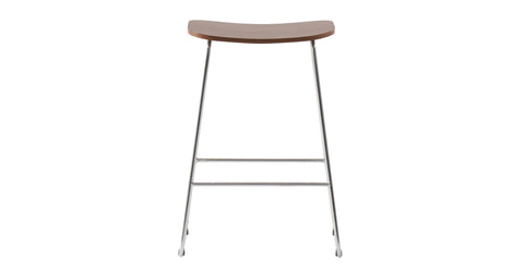 Melrose Modern Wood Counter Stool With Chrome Frame Walnut