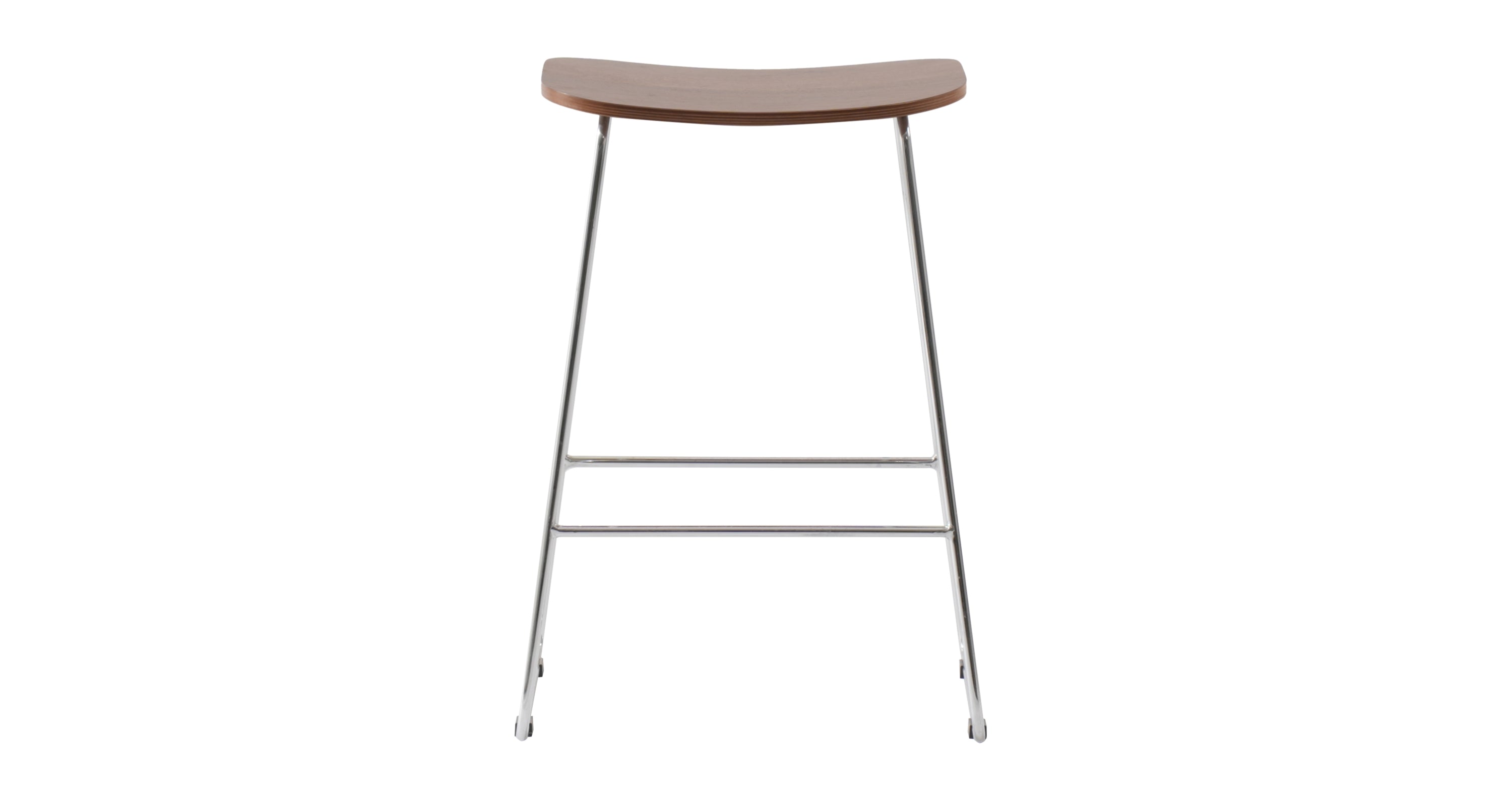 Melrose Modern Wood Counter Stool With Chrome Frame Walnut