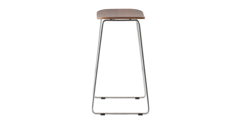 Melrose Modern Wood Counter Stool With Chrome Frame Walnut