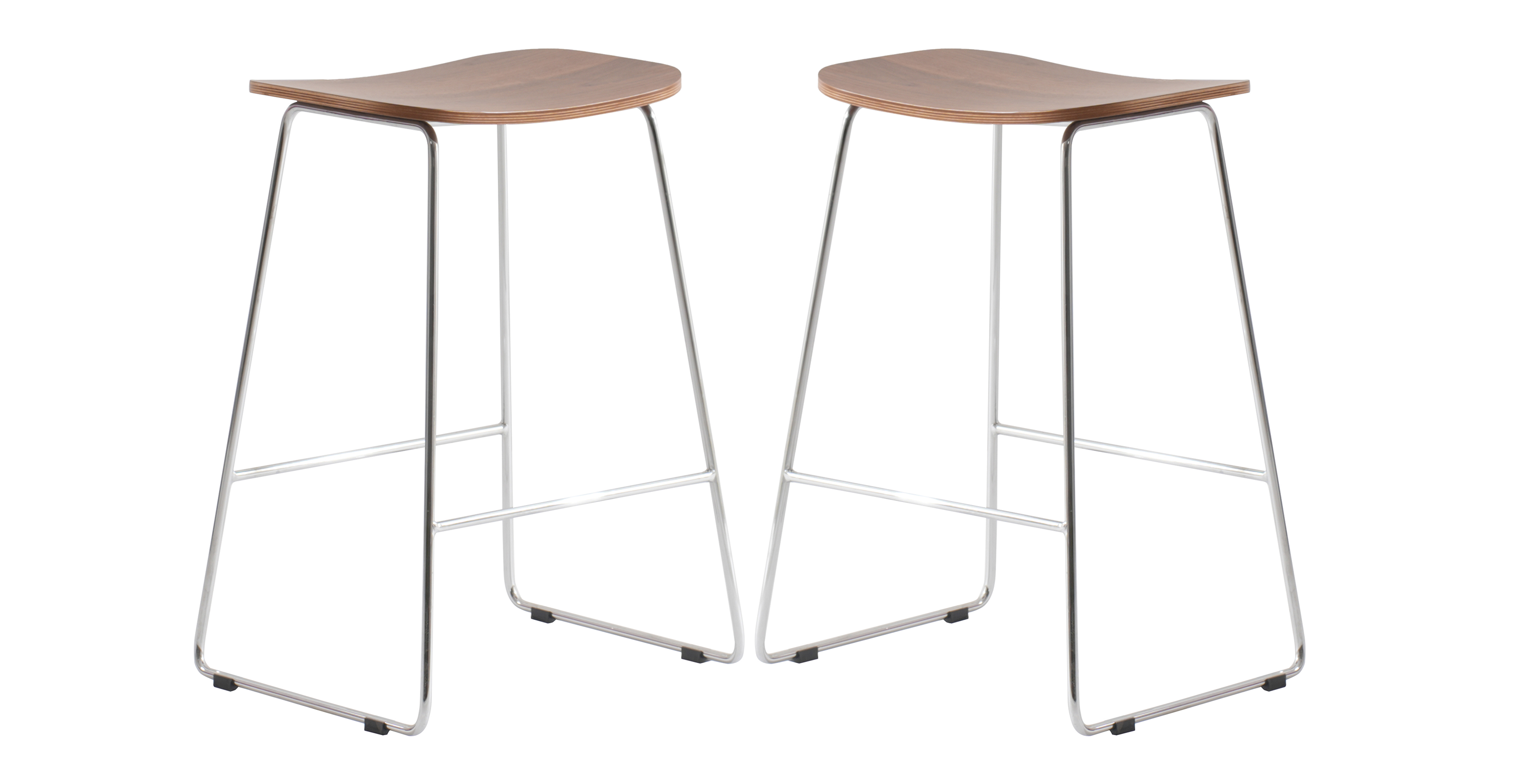 Melrose Modern Wood Counter Stool With Chrome Frame Walnut